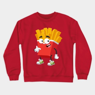 cartoon paper packaging french fries mascot showing himself Crewneck Sweatshirt